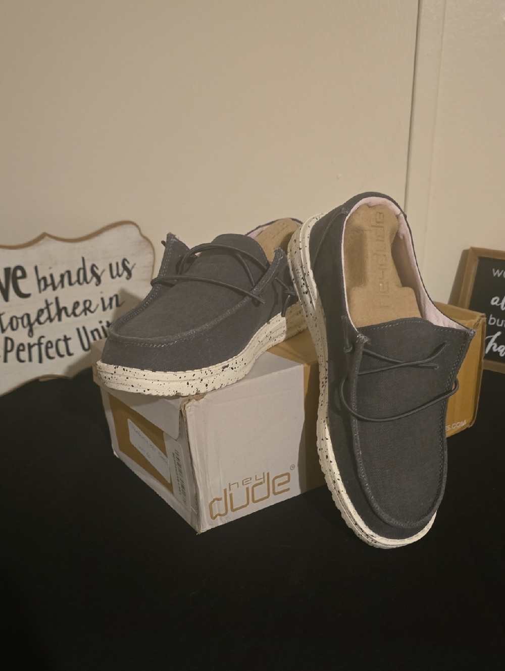 Hey Dude Boys Charcoal Gray Slip-On Canvas Loafers